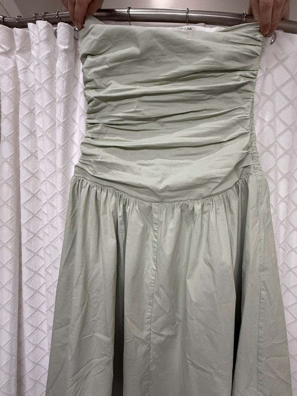 Peppermayo Strapless Ruched Bodice Maxi Dress in Sage